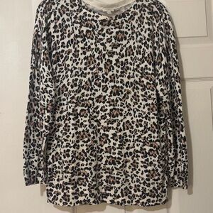 Talbots Leopard Print Crew Neck Sweater - Cashmere Blend